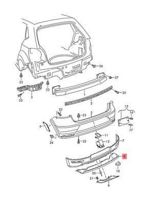 Genuine VW Polo Derby Vento-IND Rear Diffuser Satin Black 6C6807568A9B9