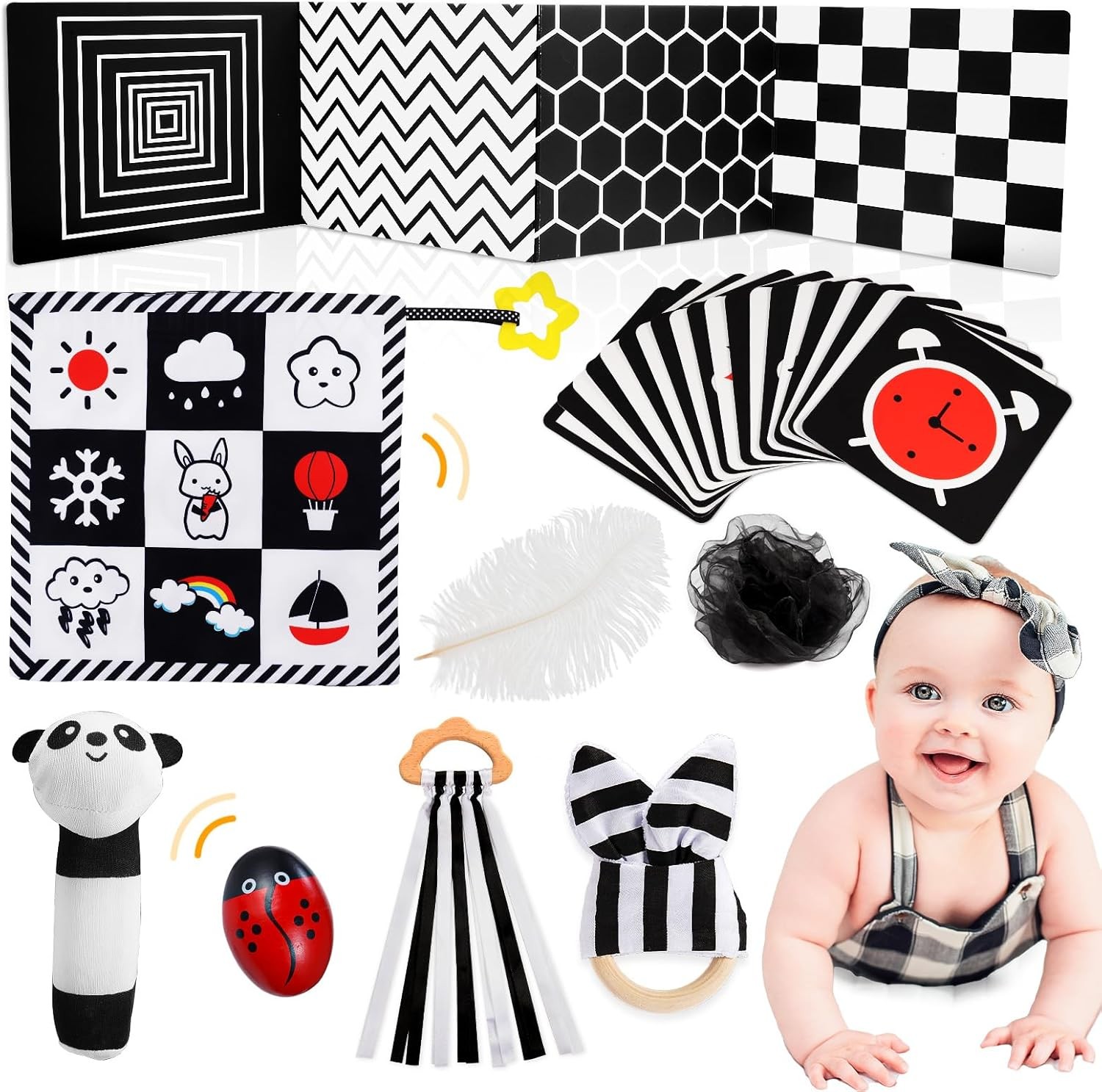 Black And White Sensory Toys, Baby Toys 0-6 Months Essentials for Newborn with