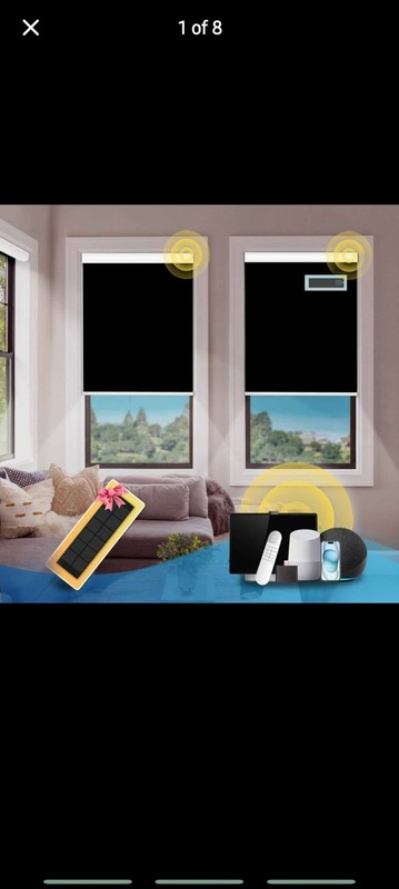Smart Motorized Blackout Blinds with Remote & Solar Panel, Cordless 35x72 Black
