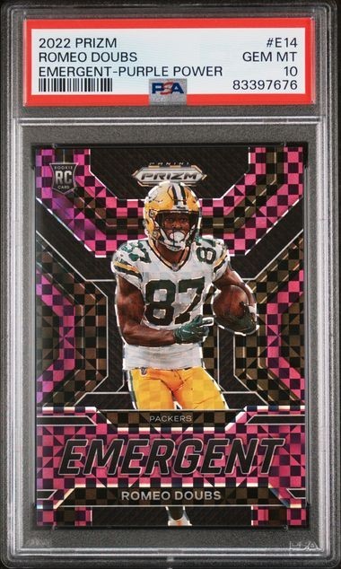 Romeo Doubs Panini Prizm Emergent #E14 Purple Power