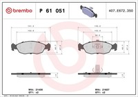 Brembo Bremsbelagsatz Scheibenbremse Prime P 61 051 FüR CitroËN Peugeot Saxo 106