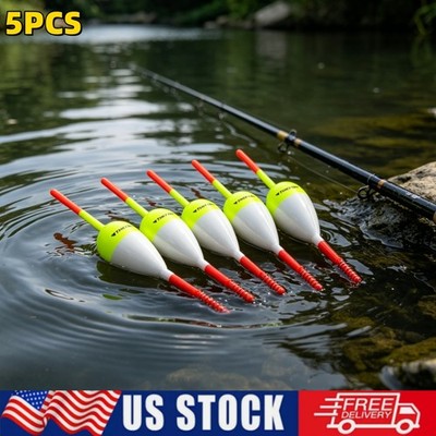 5PCS Fishing Floats Balsa Wood Spring Slip Bobbers Crappie Panfish Walleye US