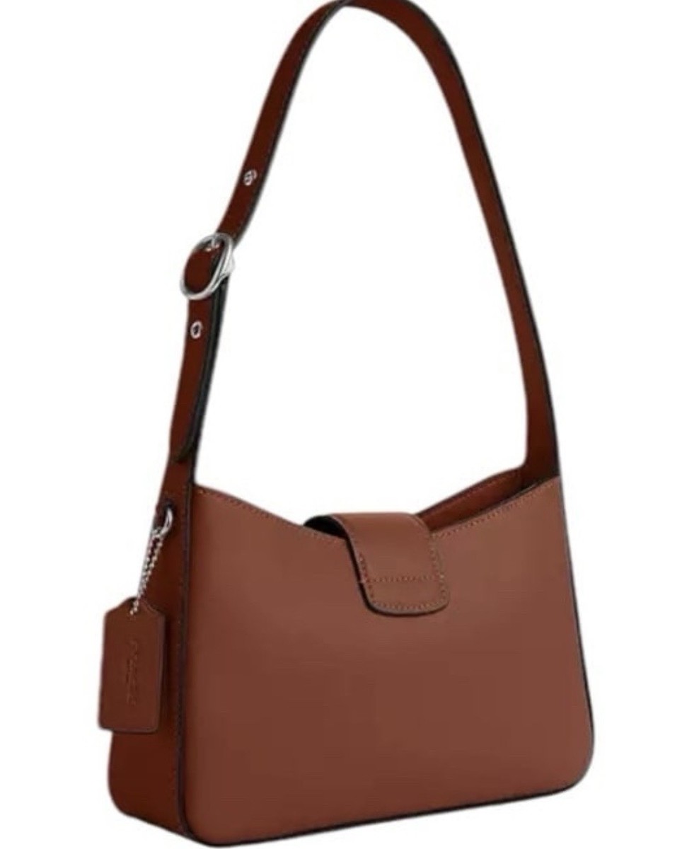 COACH Eliza Shoulder Leather Bag With Zipper Closure, Redwood, NWT
