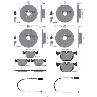 TEXTAR BREMSSCHEIBEN + BELÄGE VORNE + HINTEN passend für BMW 7er E38 nur 740i iL