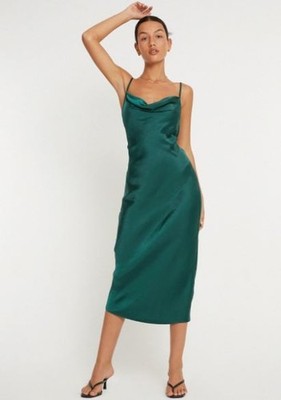 MOTEL ROCKS Palasha Kleid in Satin Forest Green (MR101)