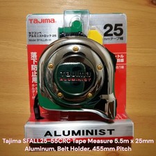 Tajima SFALL25-55CRC Tape Measure 5.5m x 25mm Aluminum, Belt Holder, 455mm Pitch