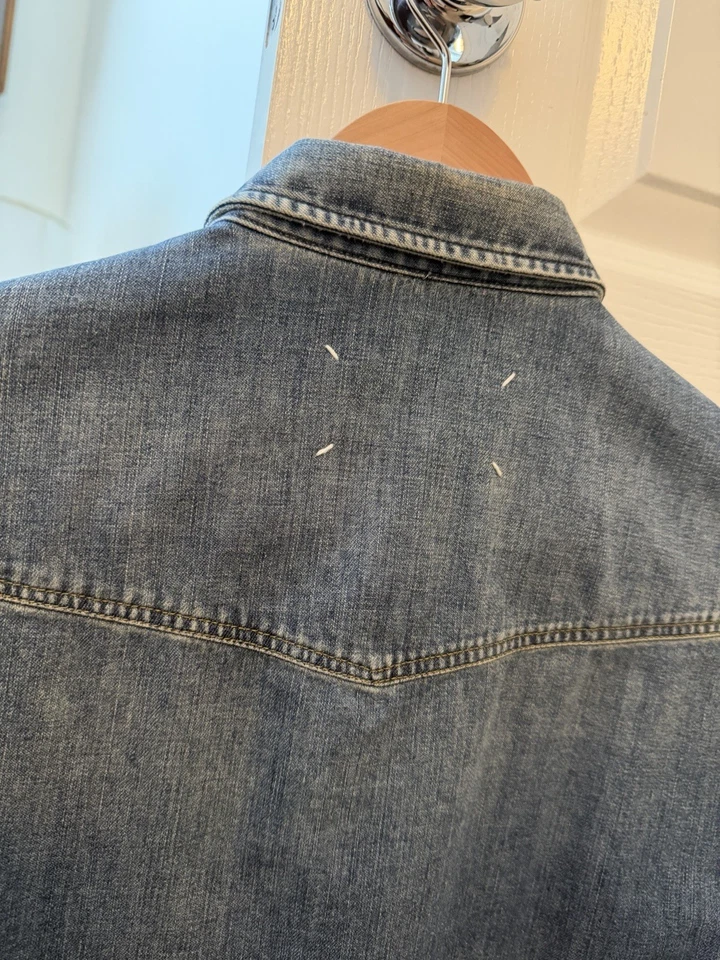 Camisa Denim Azul Botones Ocultos Maison Margiela Hombres Talla S Foto 4 de 4