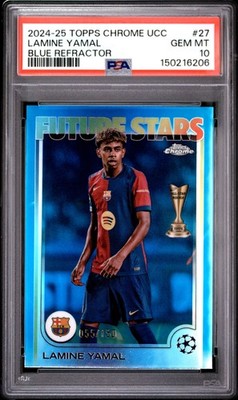 2024-25 TOPPS CHROME UEFA CLUB COMPETITIONS #27 LAMINE YAMAL 55/150 PSA 10