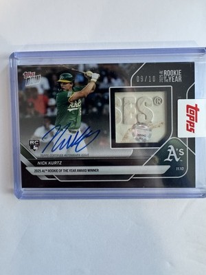 2025 Topps Now Nick Kurtz Game-Used Base Relic Autograph Black /10 Could Gem