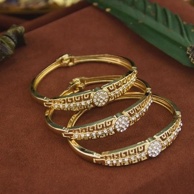 Goldfarben Arabisch Kristall Armreif Armband Set - Dubai Marokkanischer Brautschmuck