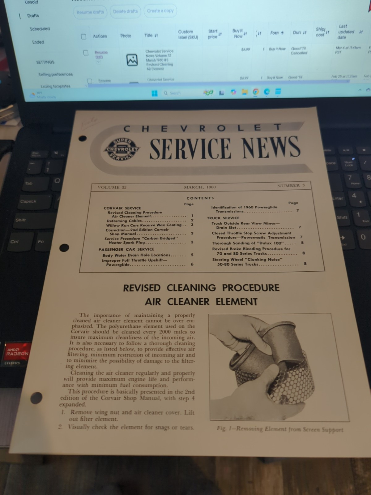 Chevrolet Service News Volume 32 March 1960 #3 Revised Cleaning Air Element