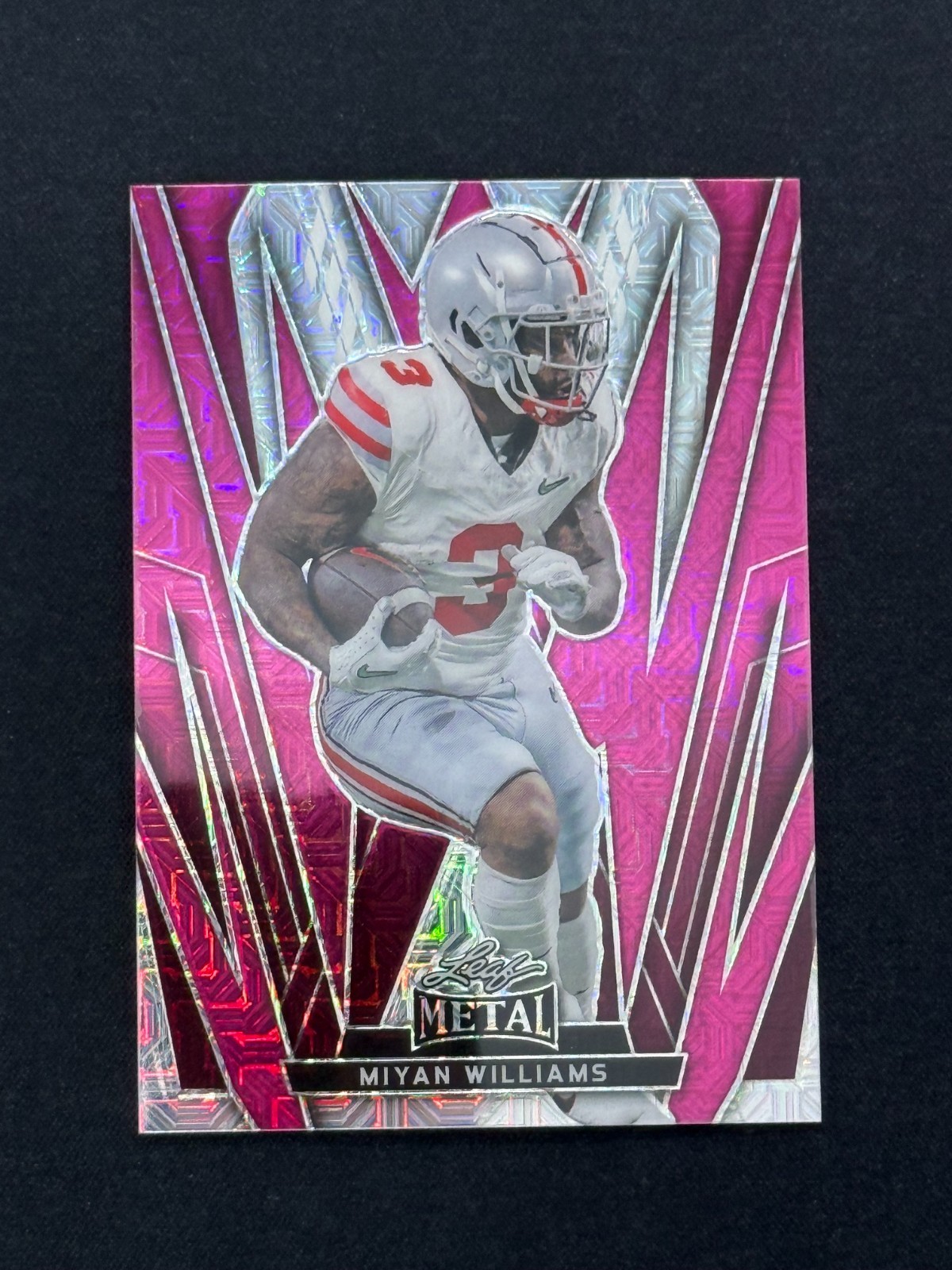 Miyan Williams 2024 Leaf Metal Football #78 Pink Mojo 6/7