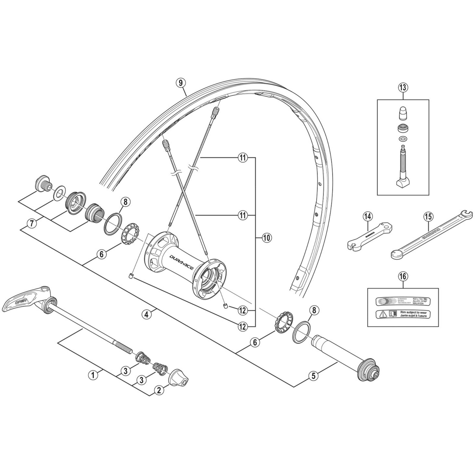 Shimano Spares WH-9000-C24-TL-F spoke with plug and washer, 285 mm