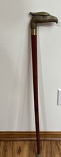 Brass Eagle Head Handle Walking Stick Collector's Cane Wood Shaft 36" Vintage
