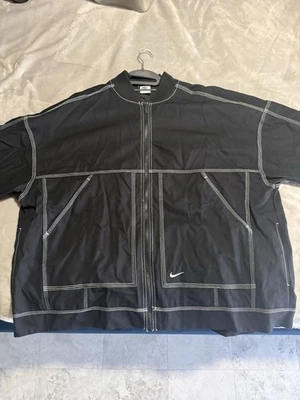 Nike Track Jacket 2XL Black/White Full-Zip Nylon Woven Pockets Stand-Up - Image 1 of 4