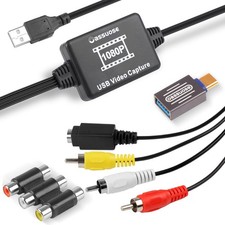 Oassuose VHS to Digital Converter,USB-A/USB-C Video 1080P Capture Card Black