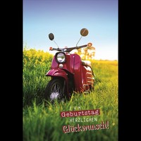 Geburtstag - GlüCkwunschkarte Im Format 11,5 X 17 Cm Mit Umschlag - Motorroller