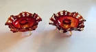 2 Vintage Fenton Art Glass Basket Weave Amberina Candle Stick Holders 3 Toed