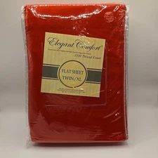 Elegant Comfort Flat Sheet Red Twin/XL 1500 Thread Count