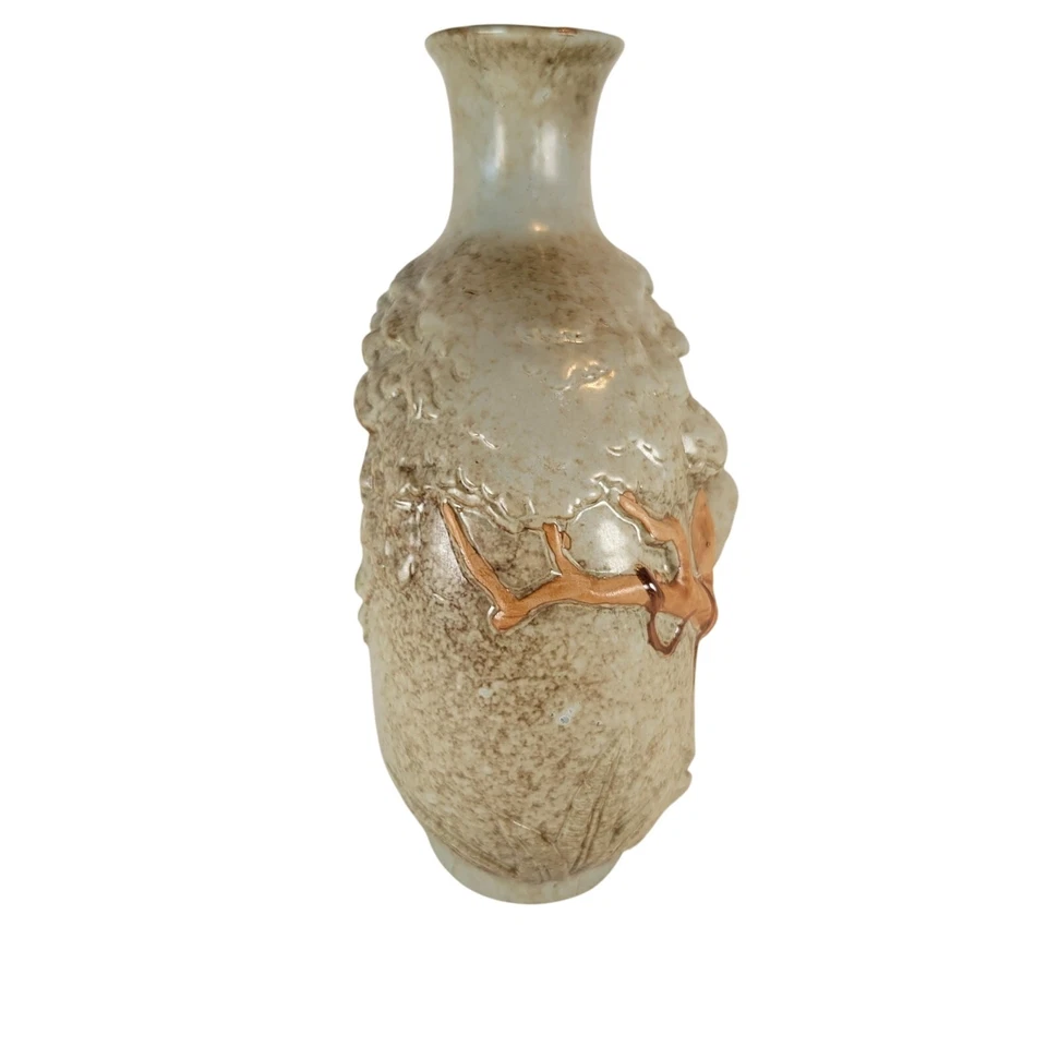 Rustic Ceramic Vase Tree Trunk Birds 9" Tall Votive Holder Decor Vintage Finch - Image 4 of 4