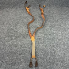 Brown Braided Leather Suspenders Y-Back Adjustable Stretch Button On Type Dapper