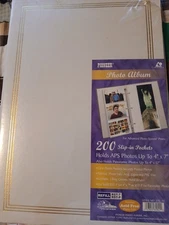 Pioneer Photo Album with 200 Slip-in Pockets 4"X7" White & Gold Unopened Vintage