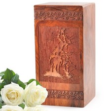 Waterfall Wooden Ashes Container 5inch Compact Tribute Urn Personalized Funeral