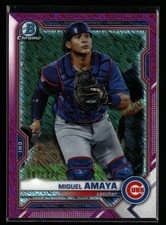 Miguel Amaya 2021 Bowman Chrome Prospects Fuchsia Shimmer Refractor #/199 Cubs