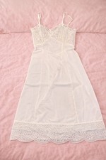 Vintage Van Raalte Nylon  Lace Opaquelon Ivory Full Slip Style 7826 Sz 32A