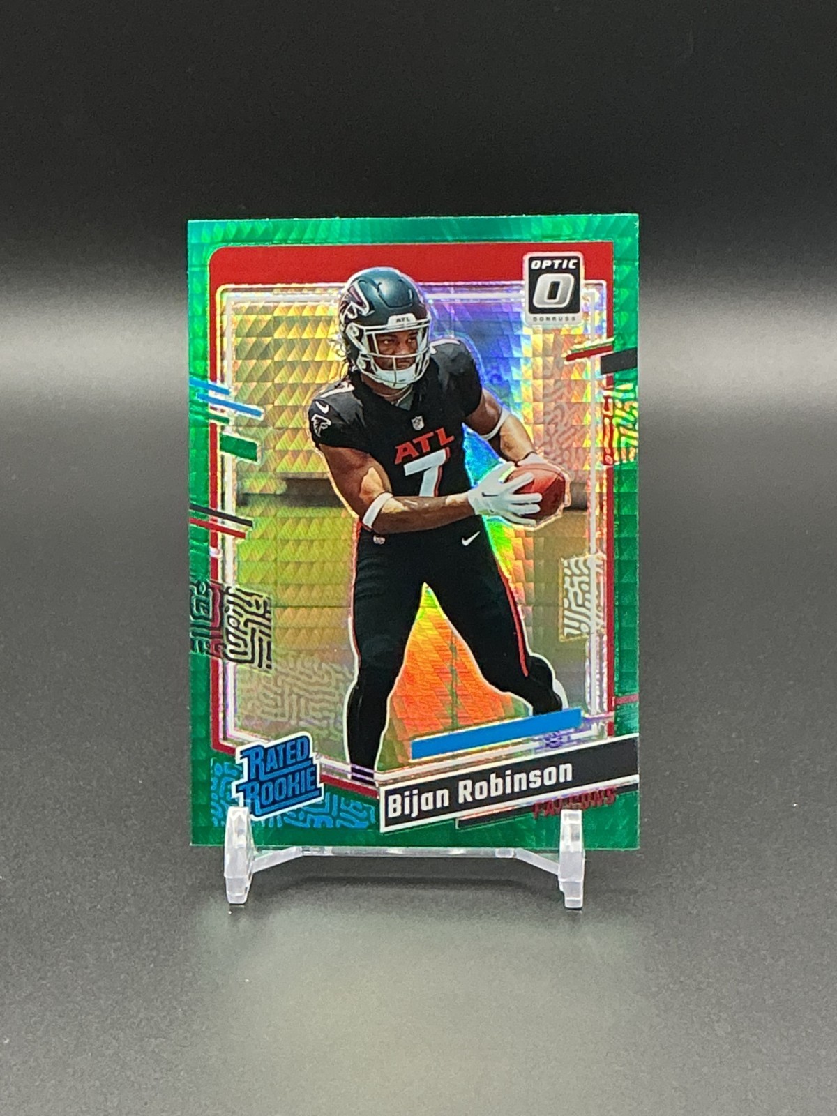 2023 Panini Donruss Optic #206 Bijan Robinson - Green Hyper RC