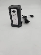 Tower Power Strip Flat Plug Surge Protector 12 Outlets 4 USB A 1 USB C 5V