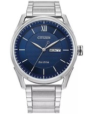 Citizen Eco-Drive Men’s Blue Dial Day Date Stainless Steel Bracelet Watch