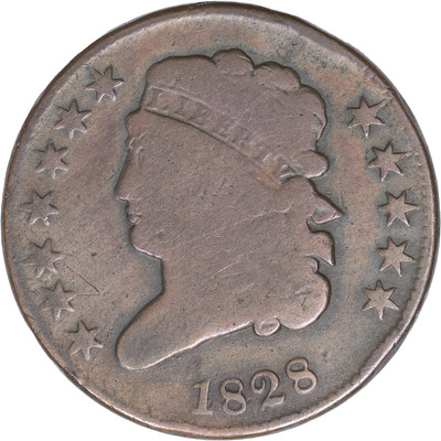 1828 Classic Head Half Cent 12 Stars ~ VG