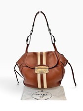 Borsa Prada hobo bag marrone borsa a tracolla Vitello Daino pelle borsetta