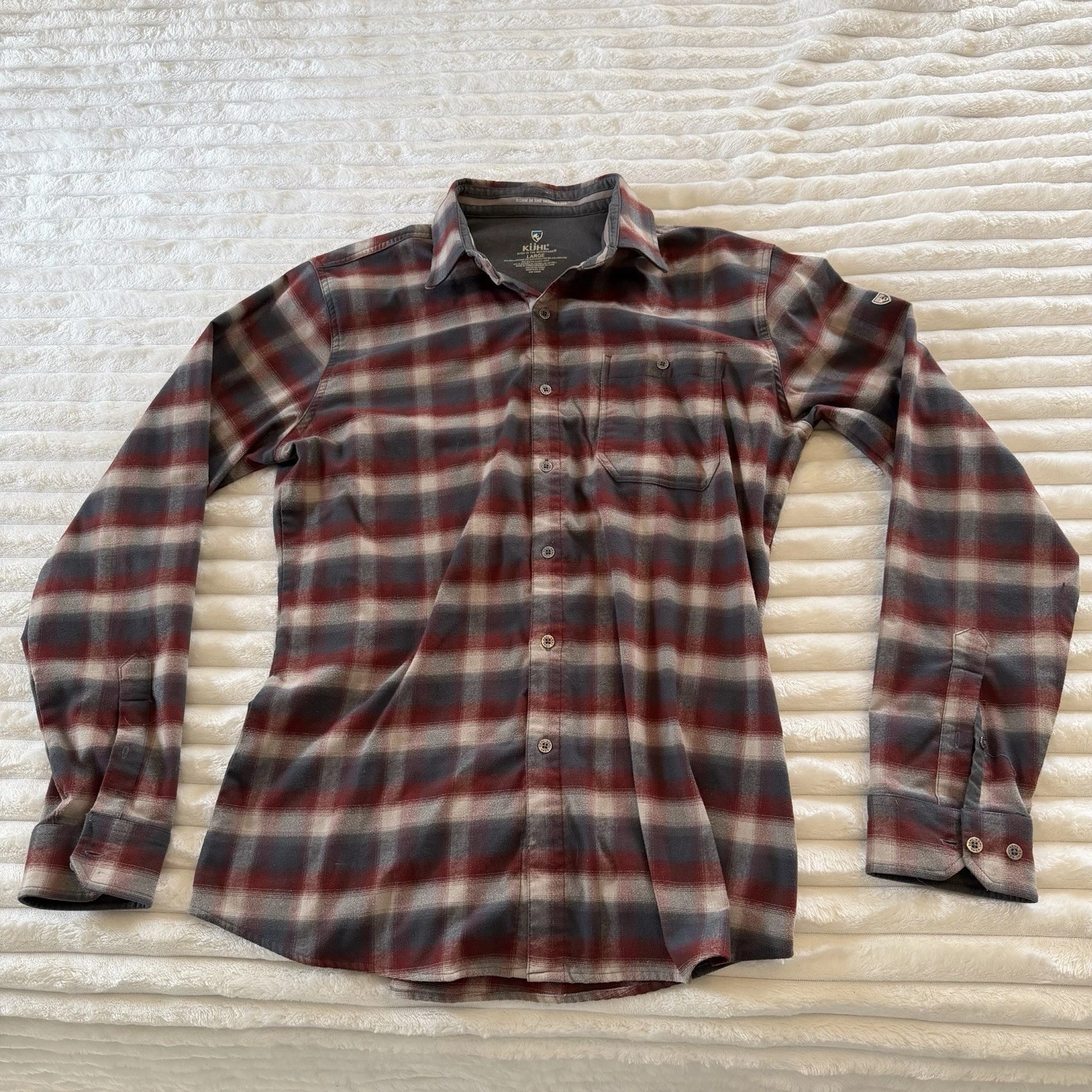 Kuhl Shirt Men Large Independent Flannel Plaid Hollowcore Hiking Outdoor 7212