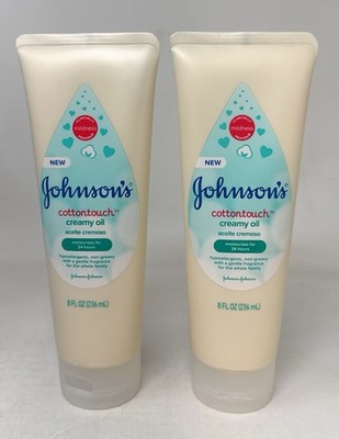 Johnson's Baby Cottontouch Creamy Oil Hypoallergenic Non-Greasy 8 oz Pack of 2