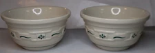 Longaberger Pottery 6" Small Mixing Bowls Heritage Green Woven Traditions SET/2
