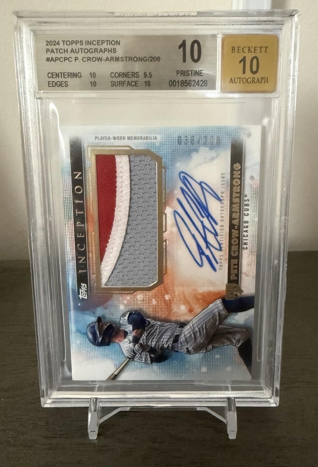 2024 Topps Inception Pete Crow-Armstrong RPA #d /200 BECKETT 10/10 PRISTINE Cubs
