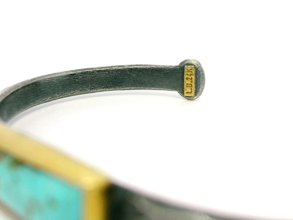 Brazalete Lika Behar My World Stockholm plata ennegrecida oro 24k turquesa Foto 4 de 4