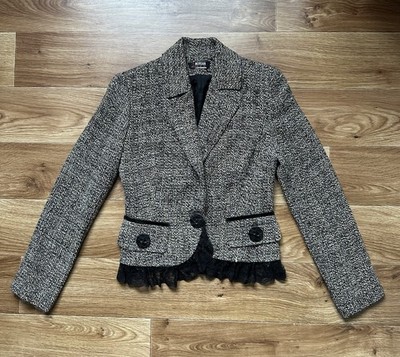 Vintage Morgan de Toi Tweed Blazer Lace Trim French Chic Dark Academia Archive S