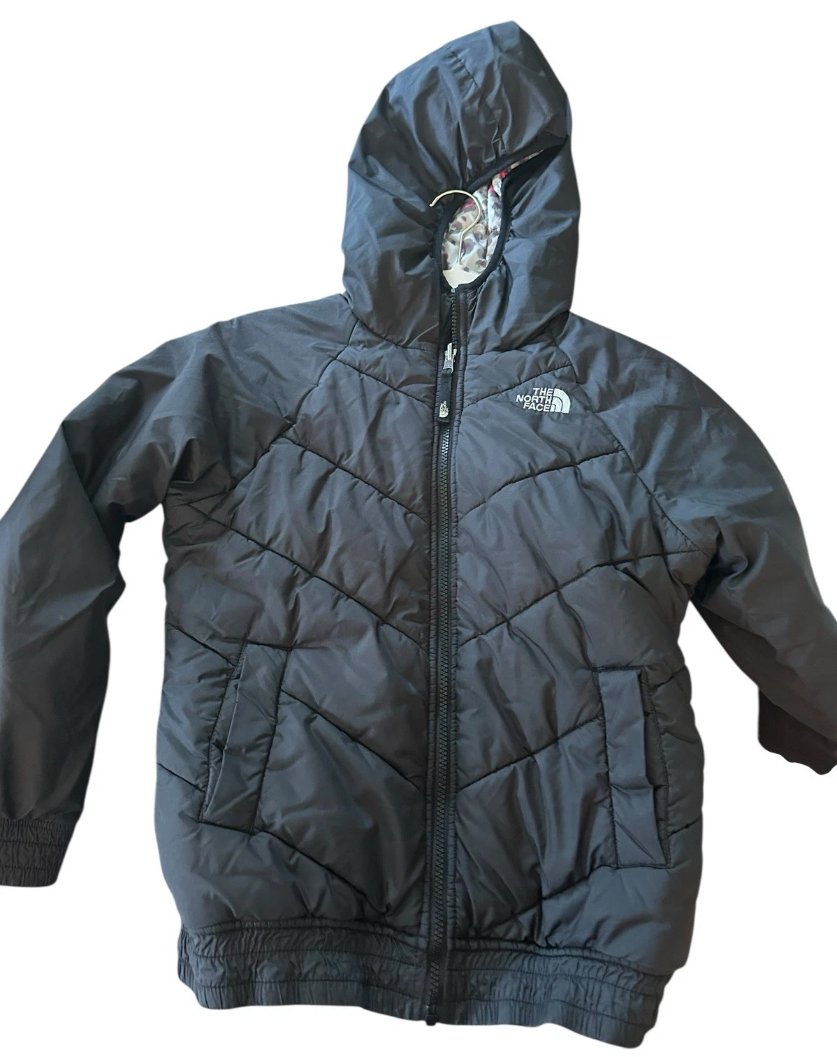 The North Face Reversible Leopard Puffer Coat Hooded Jacket Youth Large 14/16