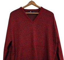 Vintage Robert Bruce Sweater Mens XL Red V Neck Union Made Designer USA