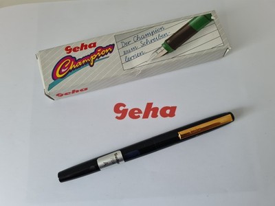 GEHA 704 ''A'' Champion Black Right Handed School Fountain Pen 1990 - 2001 in Original Box
