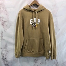 Gap Disney Hoodie Mens Large Tan Sweatshirt Pullover Fleece Heavyweight Mickey
