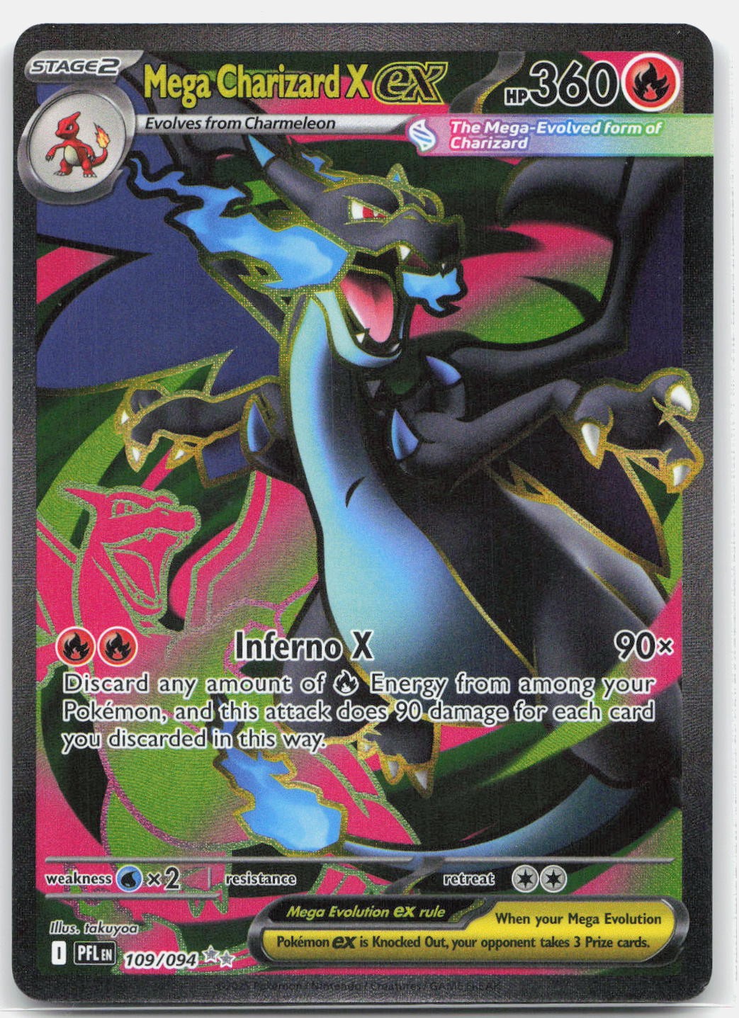 Mega Charizard X ex - Holo Ultra Rare ME02: Phantasmal Flames 109/094 NM
