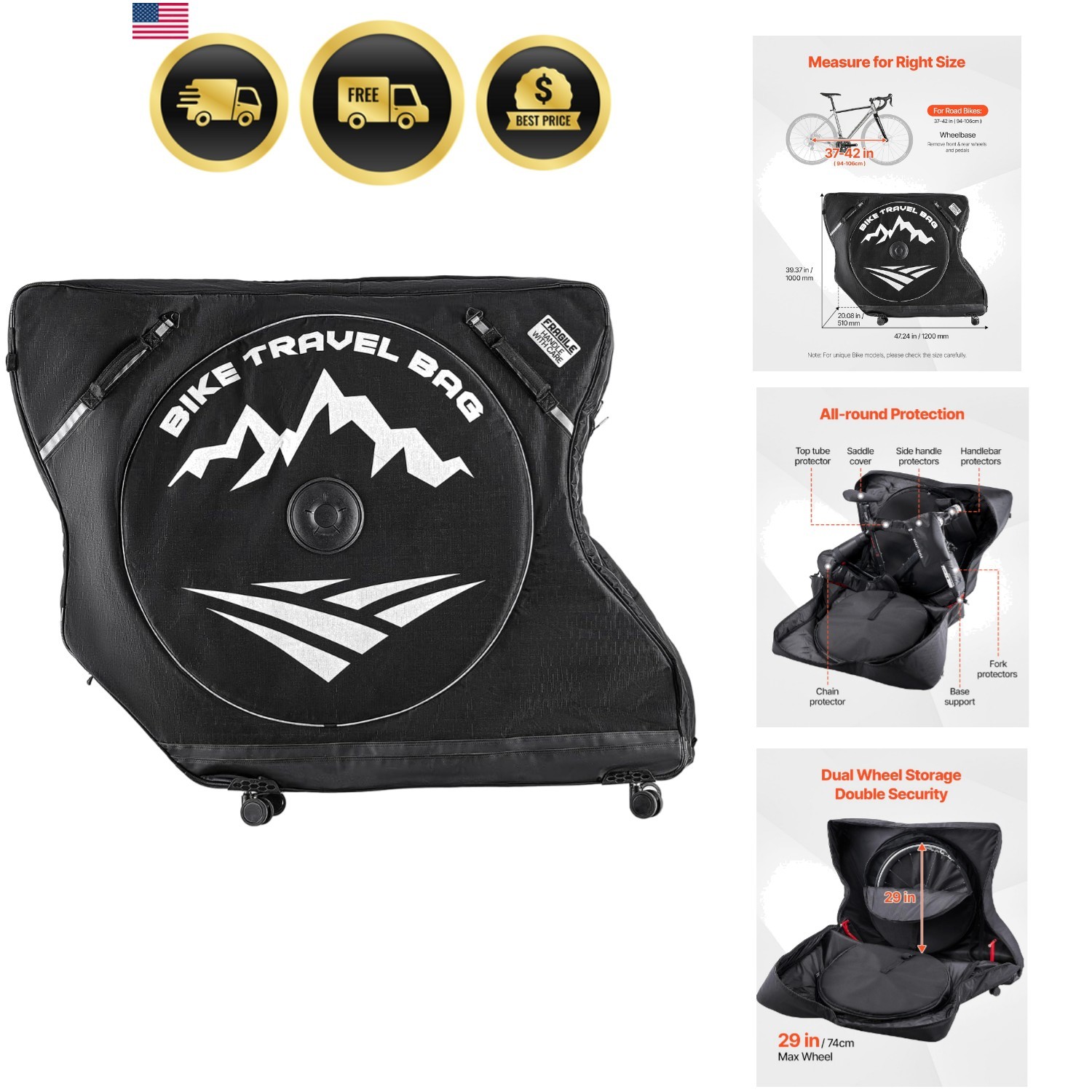 Bike Travel Bag, Road Bike Bag Road Bicycle Storage Carry wi