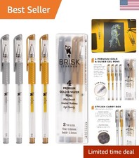 4 Gold Silver Gel Pens - 0.6  1.0mm Fine  Bold for Artists - Metallic Ink f...