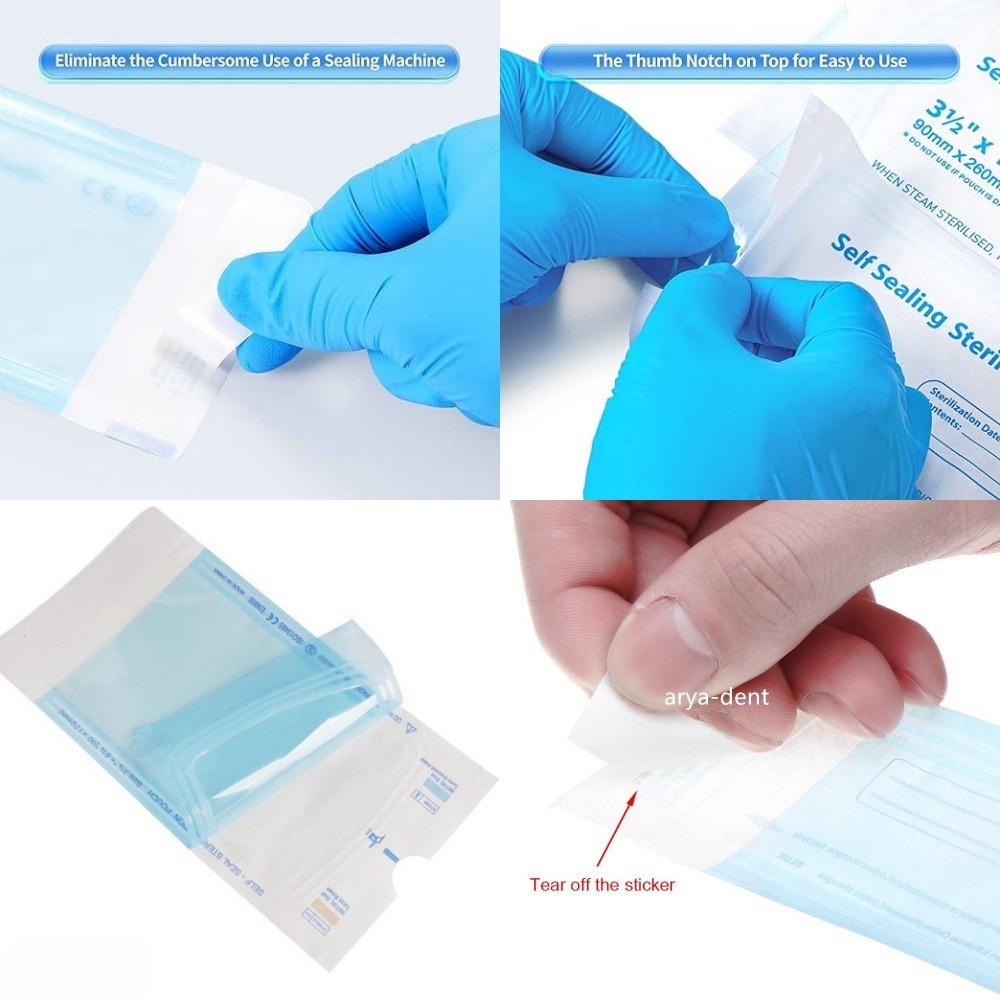 Autoclave Sterilization Pouches Dental Medical Self Seal Pouch Sterilizer Bag