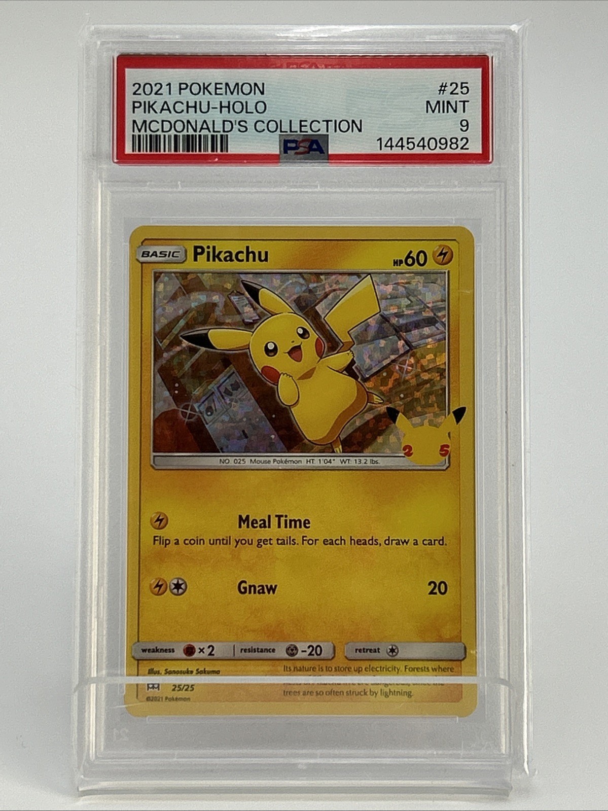 2021 Pikachu 25/25 McDonald's 25th Anniversary Holo PSA 9 - RARE Card!!