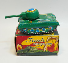 1960s Red China MF-04 Tin Litho Military Tank Friction Toy Original Box Working